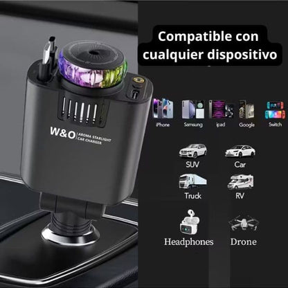 Adapatador de carga rapida 4 en 1 con proyector de luz led + 🎁3 aromatizadores gratis