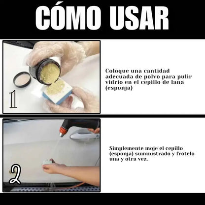 Polvo para pulir vidrio con ceróxido | Elimina manchas persistentes y acumuladas 🚗