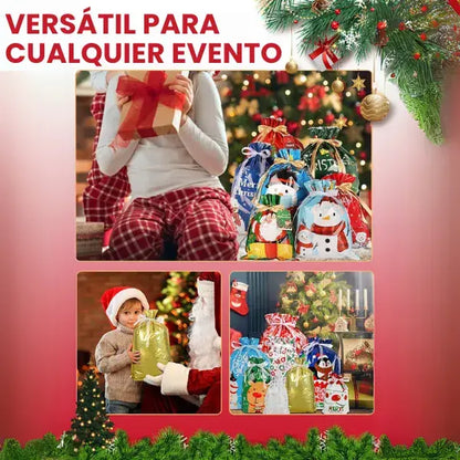 Pack de 10 Bolsas de regalo con cinta grandes para navidad