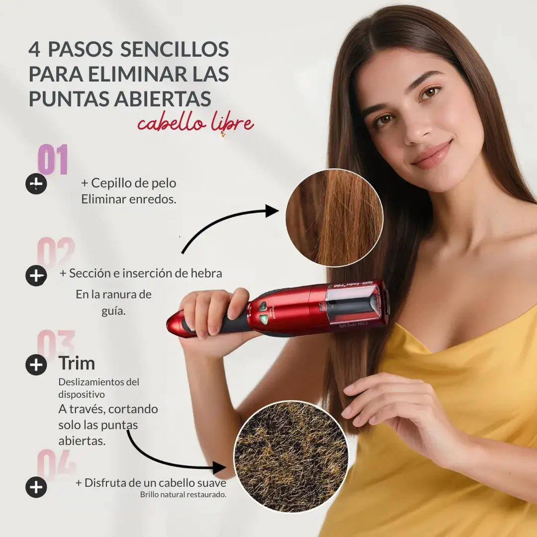 Cepillo eléctrico quita horquillas y puntas abiertas