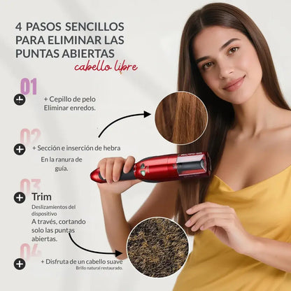 Cepillo eléctrico quita horquillas y puntas abiertas