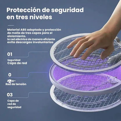 Ursonic GlowStrike™ – Insecticida con forma de raqueta y lámpara con base recargable USB