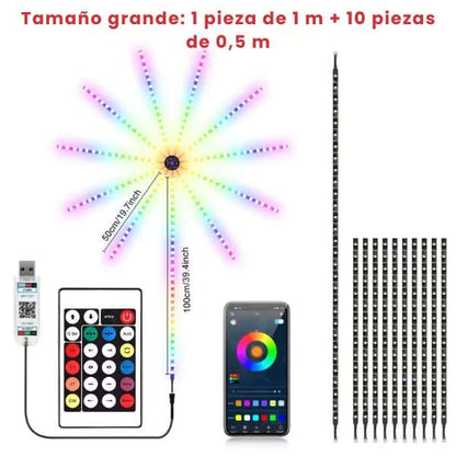 Luces LED de fuegos artificiales con control remoto