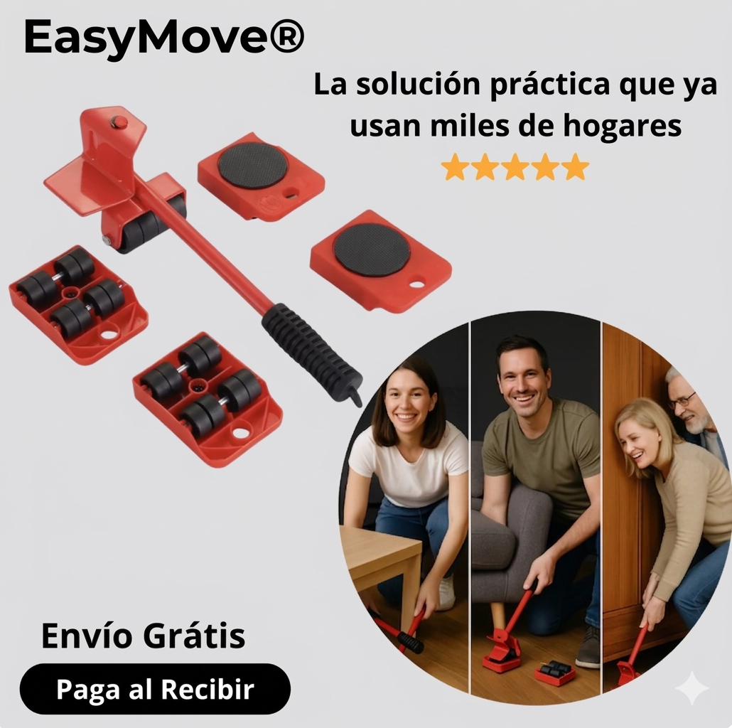 RollEasy™️ Kit levantador de muebles| 4 bases con 32 ruedas + levantador