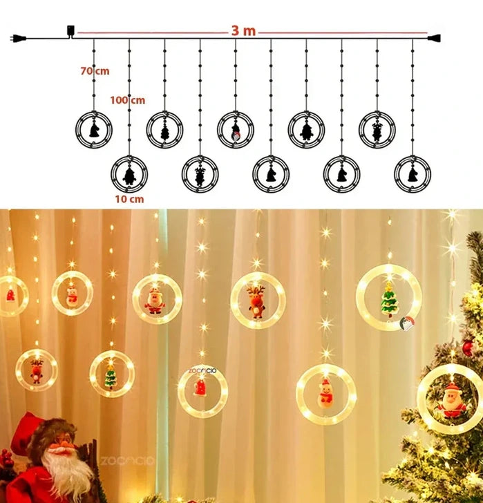 Cortina LED Cálida 3M De Aros navideños | Oferta de Black Friday 🔥