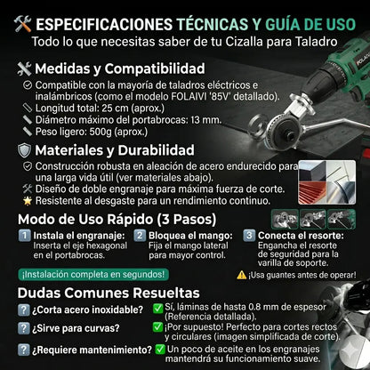 Adaptador profesional de corte de metal para taladro (NO INCLUYE EL TALADRO)