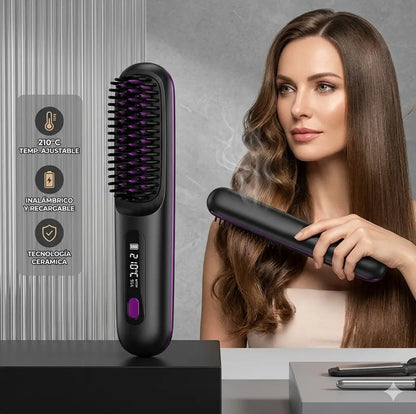 Peine inalámbrico calefacción de cerámica | Alisa y elimina el frizz